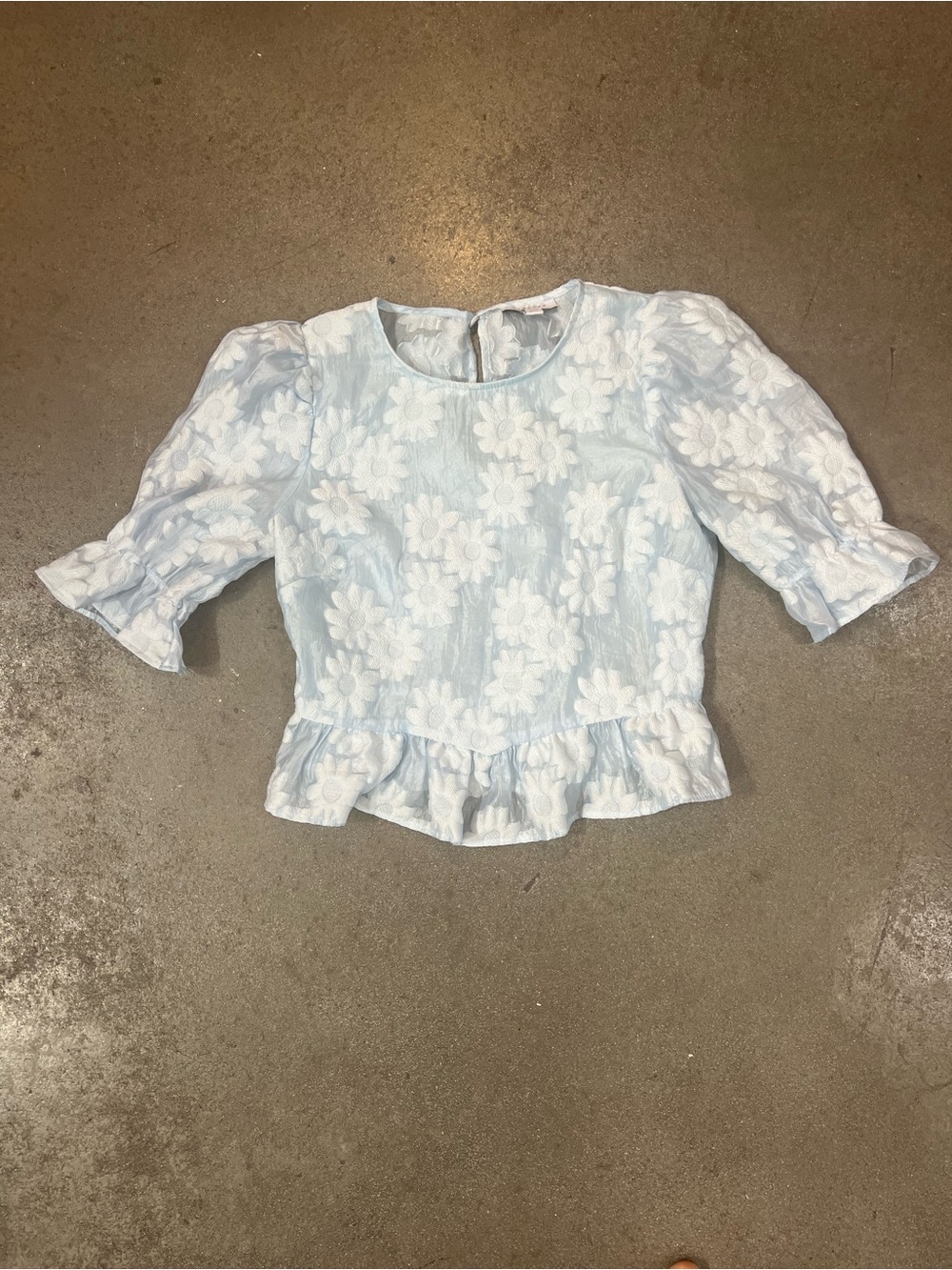 Topshop Light Blue Floral Peplum Blouse